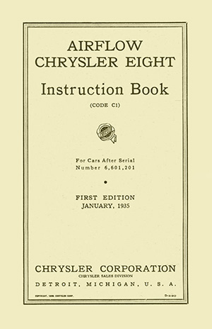 1935 Airflow Chrysler Instruction Book